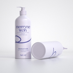 Empty Cosmetic <b>Containers</b> Aluminium Silver Pump Bottle Luxury Shampoo Bottle 250ml Metal Bottle for Shampoo - Product Image 2