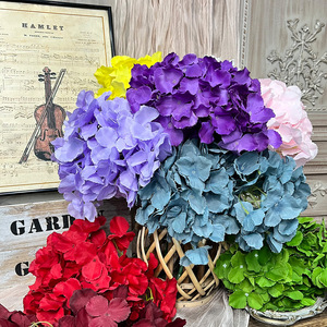 Bouquet de fleurs d'hortensia artificielles, 5 têtes de fleurs en soie pour mariage, décoration de la maison, accessoires de photographie, faits à la main - Product Image 1