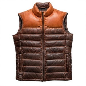 Custom Designed High Quality Genuine <b>Sheepskin</b> Leather Casual Puffer Vest Quilted 100% Polyester Filled Quick Dry Winter - Product Image 2