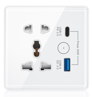 Prise intelligente WiFi UEMON pour maison connectée, prise universelle UK 13A A+C avec écran tactile et commande vocale, cadre en verre et plastique 2.5D