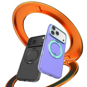 Fashion Magnetic Clear Phone Case for <b>iPhone</b> 18 15 16 17 Pro Max With 360° Metal Ring Stand Wireless Charging Shockproof Cover - Product Image 4