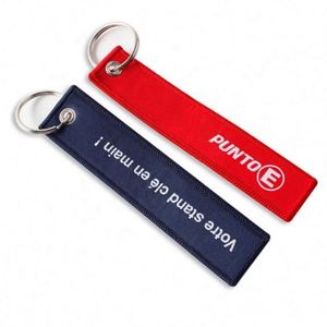 <b>Personalized</b> Custom Airplane Aviation Embroidery <b>Keychain</b> Logo Fabric Souvenir Woven Key Tag - Product Image 2