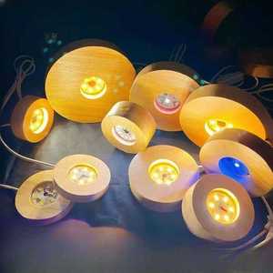 Phổ Biến Bán Buôn Rắn Gỗ RGB LED Ánh Sáng Cơ Sở 6/8/10Cm 3D USB Ánh Sáng Ban Đêm Với Sáng 3/7 Màu Sắc Đèn Chủ - Product Image 2