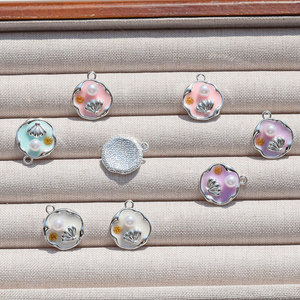 Pendentifs en alliage incrustés de coquillages avec perle de forme irrégulière pour la fabrication de boucles d'oreilles, couleurs bleu, rose, violet, blanc, accessoires de bijouterie GJ312 - Product Image 4
