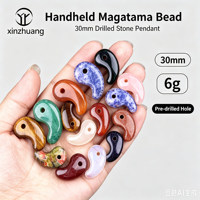 Perle Magatama en pierre semi-précieuse naturelle, 30 mm, perle Magatama en cristal percée pour la fabrication de bijoux, ornement de guérison des chakras, cadeau