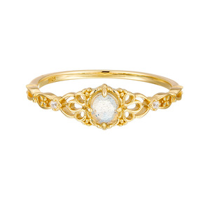 Bague Dunli en argent S925 pour femme, style rétro, creuse, personnalisée, à la mode, avec labradorite naturelle, électroplaquée - Product Image 1
