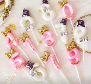 Creatieve Prins Prinses Modelleerkaarsen Rookvrije Ongeparfumeerde Verjaardagskaarsen 0-9 Nummer Boog Taartdecoratie Feestartikelen Afstuderen - Product Image 6