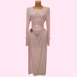 V153 vestito di strass <span class=keywords><strong>per</strong></span> tutto il corpo scintillante <span class=keywords><strong>Costume</strong></span> <span class=keywords><strong>per</strong></span> abito da festa personalizzato a manica lunga abito con pietre di cristallo - Product Image 4