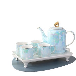 Nordic Luxury Ceramic Coffee Cup Afternoon <b>Tea</b> Set Water Color Glaze Gold Rim <b>for</b> Home Living Room Perfect <b>Gift</b> Water Bottles - Product Image 5