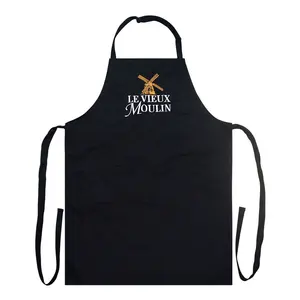 Tablier de cuisine personnalisé, ensemble en toile de coton, avec Clip au cou ajustable, pour BBQ, vente en gros