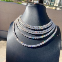 Chaîne de tennis de luxe en moissanite VVS de 2mm, 3mm, 4mm, 5mm, 925mm, testeur de passe en argent 6.5, RTS Hip Hop au prix de gros