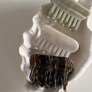 BELLY WORLD Pinza para el <span class=keywords><strong>pelo</strong></span> personalizable, estilo francés, elegante, de dientes largos, de acetato, hecha a mano, para cola de caballo, tipo garra de tiburón, sencilla, novedad - Product Image 4