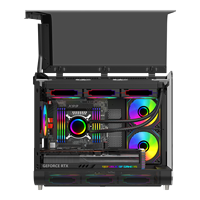 ESGAMING Airplane Open Door Micro ATX ITX Pc Case Mid Tower Tempered Glass Gaming Computer Cases & Towers With Screen Display