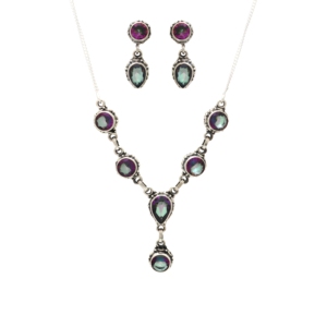 Mystic Topaz Necklace Earrings Set 925 Sterling Silver Colorful Gemstone Jewelry Vintage Bridal <b>Wedding</b> Party Gift Set for Women - Product Image 1