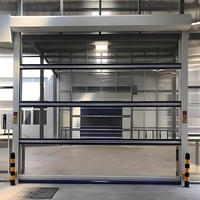 Porte à enroulement rapide moderne en polycarbonate avec commande automatique et manuelle, étanche et transparente, à entraînement électrique