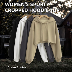 Sweat-shirt court à capuche imprimé avec logo personnalisé pour femmes, streetwear, cordon de serrage, sportif, taille haute, manches longues, vêtements de danse, vêtements de sport - Product Image 2