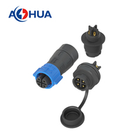 AOHUA Fiche en nylon étanche à montage sur panneau K20 Connecteur de câble à cosse à souder 20A Assemblage électrique mâle femelle Joint de fil 4PIN