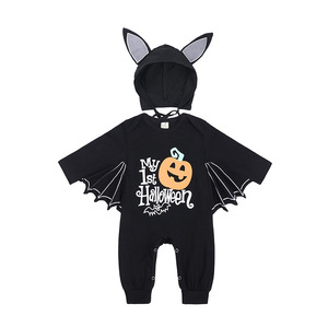 Costume da scheletro 3D per <span class=keywords><strong>bambini</strong></span> di Halloween nuova <span class=keywords><strong>tuta</strong></span> da neonato con cappuccio a forma di pipistrello abbigliamento Cosplay per <span class=keywords><strong>bambini</strong></span> - Product Image 1