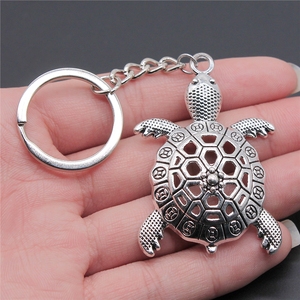 Llavero de Metal con Forma de Tortuga <span class=keywords><strong>Grande</strong></span>, Plateado Antiguo y Bronce Antiguo, Recuerdo, Regalo, P1-ABD-C13051 - Product Image 1