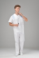 Tenues médicales d'hôpital pour hommes, respirantes et confortables, à col montant, uniformes d'infirmier en tissu sergé avec fermeture éclair et fonction de détection d'aiguilles