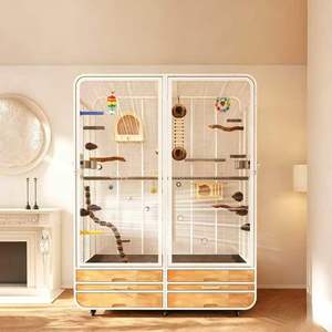 Cage à oiseaux spacieuse, volière, cage à oiseaux ventilée sur 4 côtés, grande cage à oiseaux en métal avec porte, tiroir de rangement et mangeoire en acier inoxydable - Product Image 2