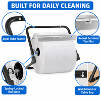 Distributeur de lingettes industrielles JH-Mech en acier noir, fixation murale OEM, 500 mm de large, 375 mm de haut, 265 mm de profondeur, largeur de rouleau 40 cm