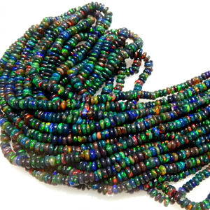 Cuentas de Ópalo Etíope Negro Natural de Alta Calidad de 17 Pulgadas, Acabado Liso en Forma de Rondelle Negra para Joyería DIY Alifinternational - Product Image 1