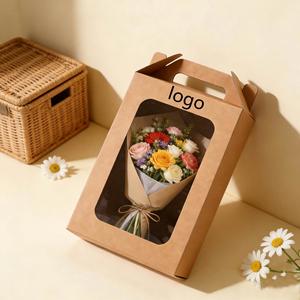 Bolsa de Papel Kraft Personalizable al por Mayor con Ventana y Asa, Ecológica, Ideal para Ramos y Empaque de Regalos - Product Image 1