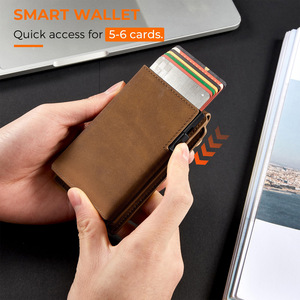 Men's Genuine Leather <b>Wallet</b> With <b>Metal</b> Card Holder RFID Blocking Anti-Theft 4 Inch Solid Color Spring 2024 - Product Image 3