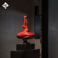 Esculturas de Acero Inoxidable Curvas Abstractas Rojas Brillantes para Decoración Moderna del Hogar, Adornos Decorativos Pulidos con Remolinos Rojos