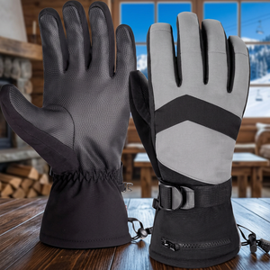 Gants de ski unisexes à doigts entiers, softshell, thermiques, isolés, avec fermeture à cordon, pour activités hivernales en plein air, ski alpin - Product Image 4