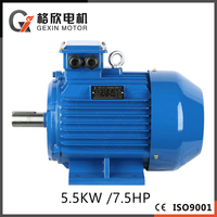 Motor Eléctrico Asíncrono Trifásico GEXIN MOTOR de 5.5KW 7.5HP, Marco de 130mm, Montaje en Base, Eficiencia IE3, 380V