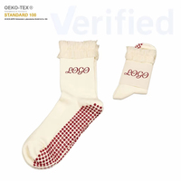 Chaussettes de yoga en coton tricotées antidérapantes pour femmes, avec logo personnalisé OEM, bordure brodée à volants, idéales pour le fitness printanier