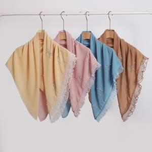 Ccy ฮิญาบประดับมุกสี่เหลี่ยมผ้าชีฟองติดโบว์2025สำหรับผู้หญิงฮิญาบผ้าชิฟฟ่อนหัวฮิญาบ90*90 - Product Image 6