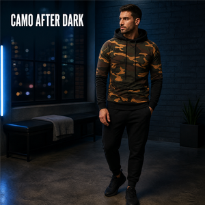 เสื้อฮู้ดผู้ชายลายพราง Camo After Dark ทรงเข้ารูป สวมใส่สบายสำหรับฤดูใบไม้ร่วง ผลิตจากผ้าโพลีเอสเตอร์ 100% แบบเฟรนช์เทอร์รี่ถัก - Product Image 1