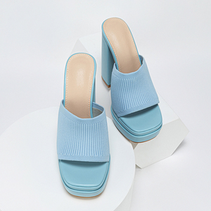 New Styles Chaussures Femme Platform Thick <b>Heels</b> Knitted Shoes 35-42 Size Fashion Slippers for Women - Product Image 4