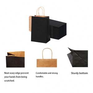 Bolsa de Papel Kraft Negra Reciclable con Impresión de Logotipo Personalizado, Resistente para Empaque de Regalos - Product Image 2