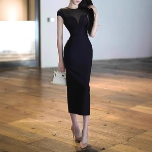 Bodycon <span class=keywords><strong>de</strong></span> gama alta <span class=keywords><strong>de</strong></span> punto Falda larga <span class=keywords><strong>de</strong></span> malla empalme pequeño vestido <span class=keywords><strong>de</strong></span> <span class=keywords><strong>fiesta</strong></span> negro al por mayor para vestido <span class=keywords><strong>de</strong></span> vendaje <span class=keywords><strong>de</strong></span> verano - Product Image 2