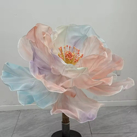 Fleur de pivoine géante en organza avec pompon, décoration suspendue pour mariage, événement, maison, fête, toile de fond, ornement floral, fourniture d'art floral
