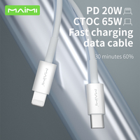 Câble USB-C vers USB-C de charge rapide PD 65W en gros, câble de données TPE 1m Type C 3A pour téléphones mobiles