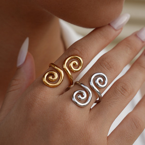 2026 18k Gold Plated Stainless Steel Shape Hollow <b>Opening</b> <b>Ring</b> for Unisex Women Daily Wear - Product Image 3