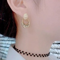 Boucles d'oreilles ovales en perles au design rétro tendance, accessoires de mode élégants pour femmes