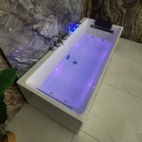 Baignoire rectangulaire en acrylique avec spa, massage, bain à bulles, cascade et panneau de commande pour hôtel