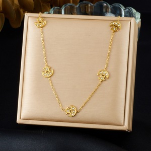 Star And Moon Gold Plated Stainless Steel Jewelry Set Prong Setting Party Fashion Accessories N3956 - Product Image 2