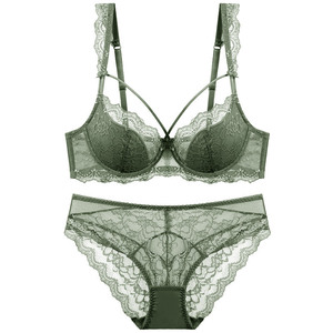 Conjunto de <span class=keywords><strong>sujetador</strong></span> y bragas de realce transparentes para mujer, conjuntos de <span class=keywords><strong>sujetador</strong></span> y bragas de encaje cómodos de alta calidad - Product Image 4