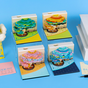 Bloc-notes 3D en forme d'arbre, calendrier, bloc-notes, papier artistique, artisanat, bloc-notes 3D, décoration de bureau, ensemble de papeterie, cadeau original, article d'anniversaire - Product Image 5