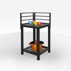 ELEMENTO ANGOLARE PER CUCINA ESTERNA 60X60 H.126 CM NERO - Product Image 1