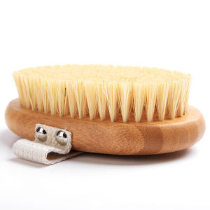Pinceau de douche pour peau sèche ou humide Brosse de bain pour corps noir avec poils de sanglier doux Acheter une peau sèche de marque privée Vente en gros - Product Image 1
