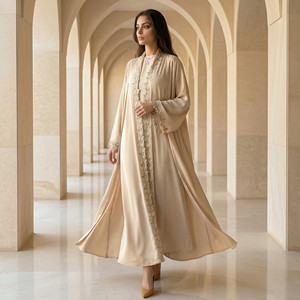 เสื้อคลุมตัวนอกขอบลูกไม้สีงาช้างแบบเปิดด้านหน้าเพื่อการสวมใส่แบบซ้อนทับที่นุ่มนวลและเป็นกลาง - Product Image 1