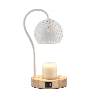 Cạnh giường ngủ lãng mạn Trái Tim BảNg Đèn Điện sáp melter cơ sở gỗ USB A + C Cổng Dimmable hẹn giờ nến ấm hơn đèn - Product Image 2